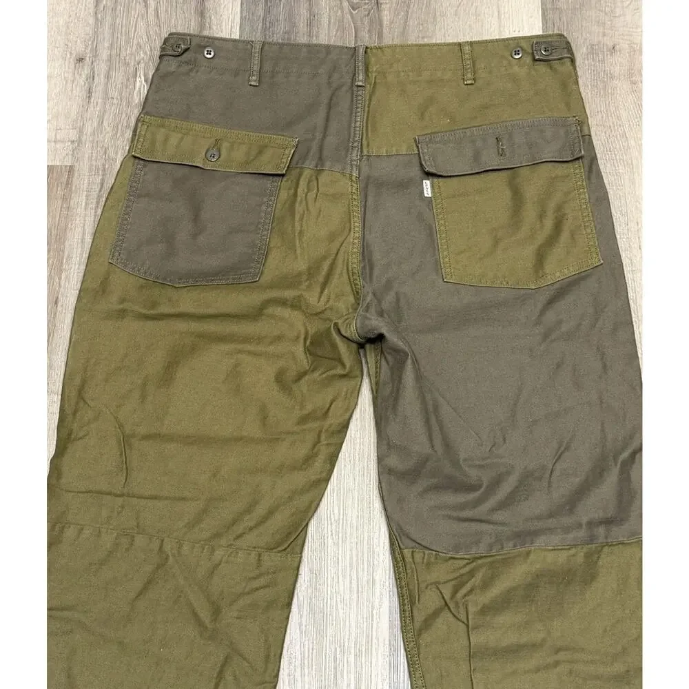 Levi’s Mens W38 L32 Olive Green Patchwork Utility Pants Workwear Carpenter